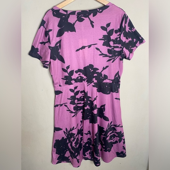 Nemidor Womens Short Sleeve Purple Dress Plus Size Size 16 - Picture 2 of 16